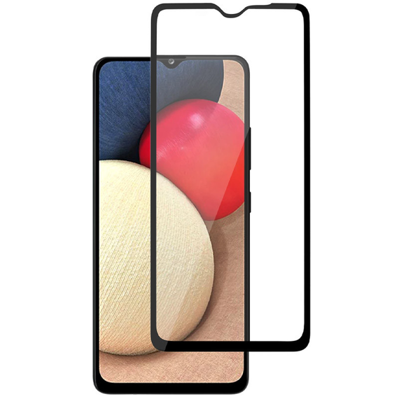 Захисне скло 3D для Samsung Galaxy A02 чорне (повна проклейка на весь екран)