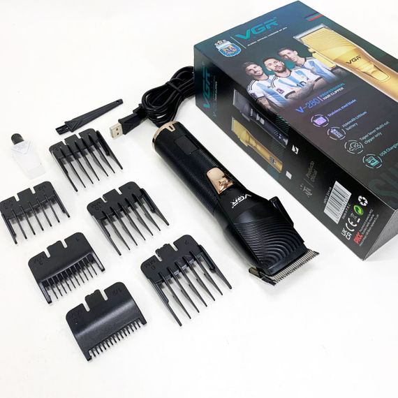 Акумуляторна машинка для стрижки волосся VGR V-280 з дисплеєм та насадками якісна. Колір: чорний | Зображення 2