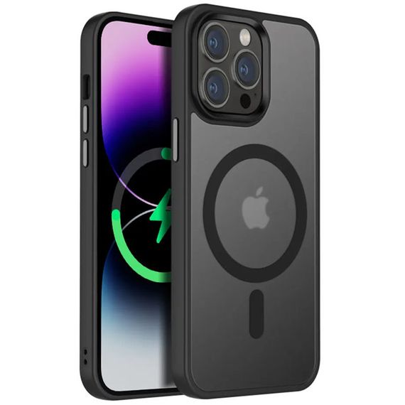 TPU+PC чохол Metal Buttons with MagSafe Colorful для Apple iPhone 12 Pro Max (6.7") Чорний / Black