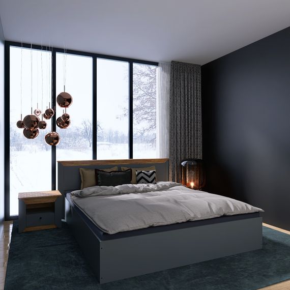 Ліжко двоспальне Еверест Нордік-1400 (підйомний механізм) 140х200 см Графіт/Дуб крафт золотий (EVR-5554) | Зображення 3