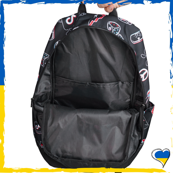 Рюкзак чорний Tik-Tok. Рюкзак для школярів, дітей. Рюкзак вмісткий унісекс | Зображення 2