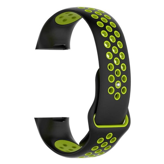 Силиконовый ремешок Primo с перфорацией для фитнес браслета Fitbit Charge 3 / 4 - Black&Green / размер L