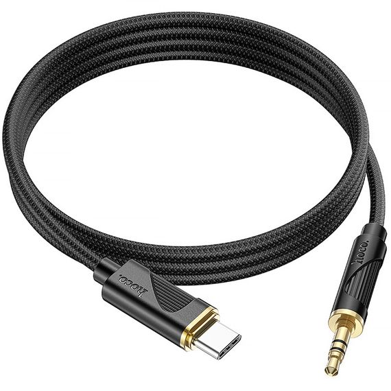 Аудіо кабель Aux Hoco UPA30 Friend (Type-C to AUX 3.5mm) (1m) Black | Зображення 3