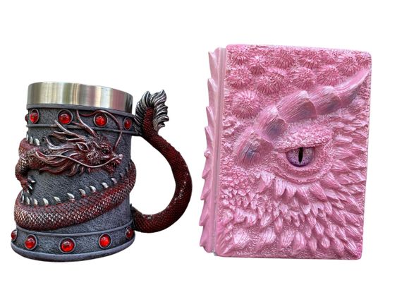 Подарунковий набір Кухоль 3D Танард Red Rose та Блокнот 3D «Дракон Єдинорога»