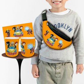 Набор: детская сумка-бананка+кружка Наруто 32х15см,бананка для мальчика через плечо на подарок (00938)