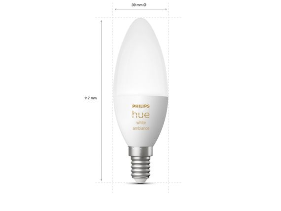 Лампа Philips Hue розумна E14, 5.2W(40Вт), 2200K-6500K, Tunable white, ZigBee, Bluetooth, димування (929002294403) | Зображення 4