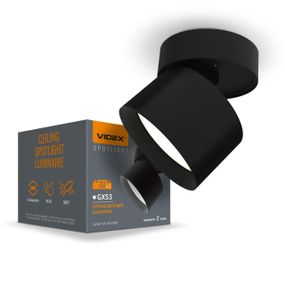 Світильник VIDEX під лампу GX53 поворотний Чорний VL-SPF18B-B
