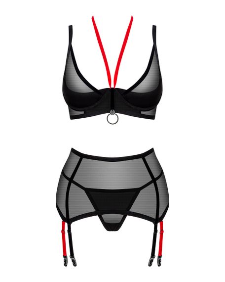 Комплект с поясом для чулок Obsessive Glandez garter belt set Черный M/L | Зображення 3