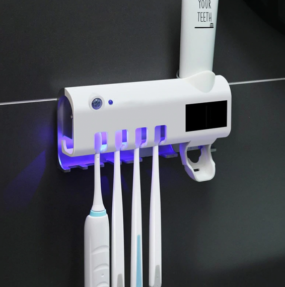 Автоматичний дозатор - диспенсер зубної пасти Toothbrush sterilizer / УФ-стерилізатор / Тримач зубних щіток / Органайзер для | Зображення 1
