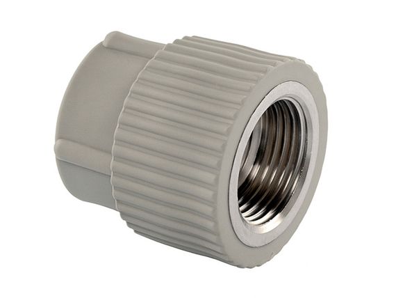 Муфта комбінована з внутрішньою різьбою PPR Ø20x1/2" сірий колір ASCO® 40/200шт