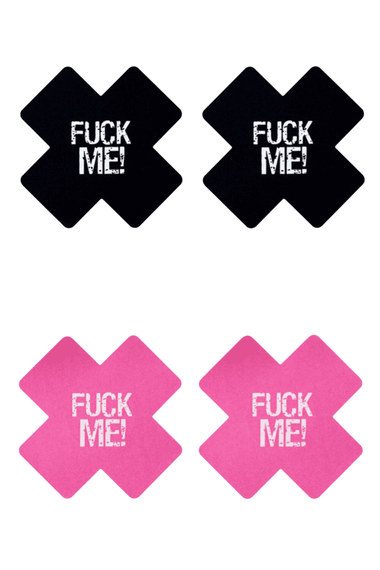 Пестиси LoveToy Fuck Me Cross Pattern Nipple Pasties (2 пари) Чорно-рожеві One Size