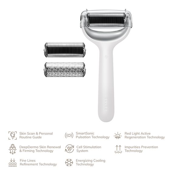 Електронний ролер для обличчя та тіла з мікроголками GESKE MicroNeedle Face&Body Roller 8в1 white | Зображення 1