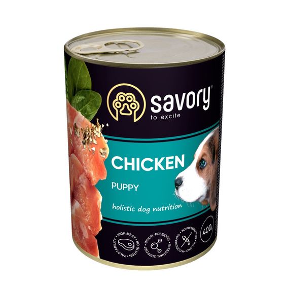 Влажный корм Savory для щенков всех пород, с курицей, 400 г