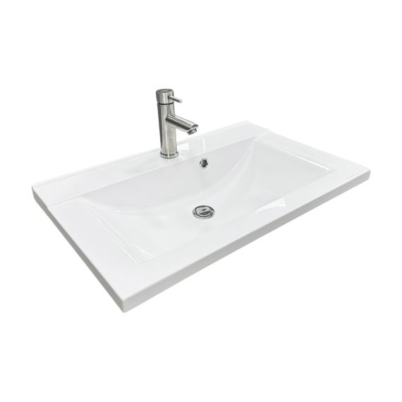 Раковина накладна Adamant QUANTO 70, прямокутна з сифоном Click-Clack + змішувач (4824296208101)