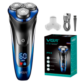 Электробритва VGR V-387, роторная, выдвижной триммер, IPX6, LED дисплей