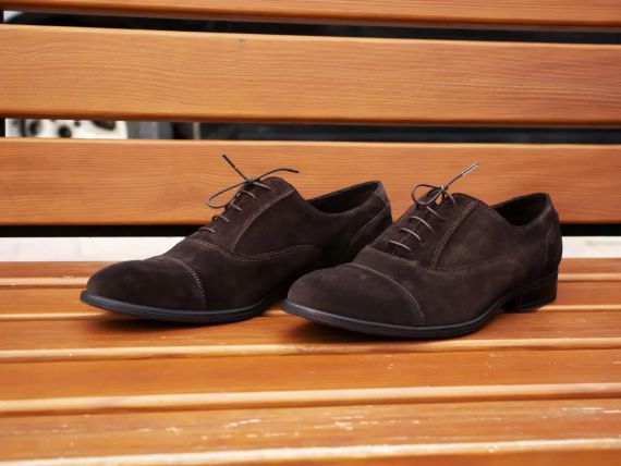 Замшевые коричневые оксфорды 44 размер | Зображення 2