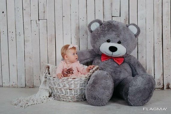 Большая мягкая игрушка мишка с сердцем Yarokuz Билли 150 см Серый | Зображення 2