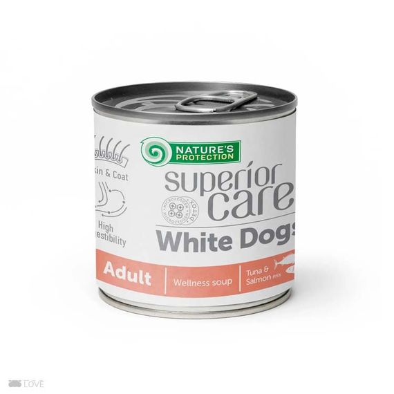Суп для собак з білим забарвленням шерсті NP Superior Care White Dogs All Breeds Adult Salmon and Tuna з лососем та тунцем, 140мл