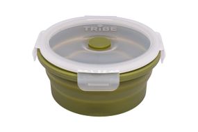 Миска-контейнер складана Tribe 550 мл olive, силіконовий похідний посуд трайб, туристична ємність для кемпінгу й подорожей