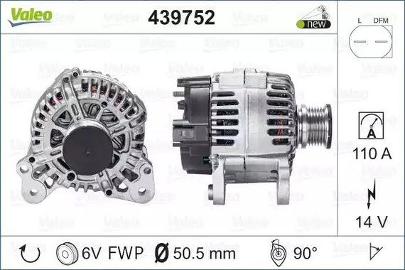 Генератор VW TRANSPORTER, VALEO (439752) | Зображення 1