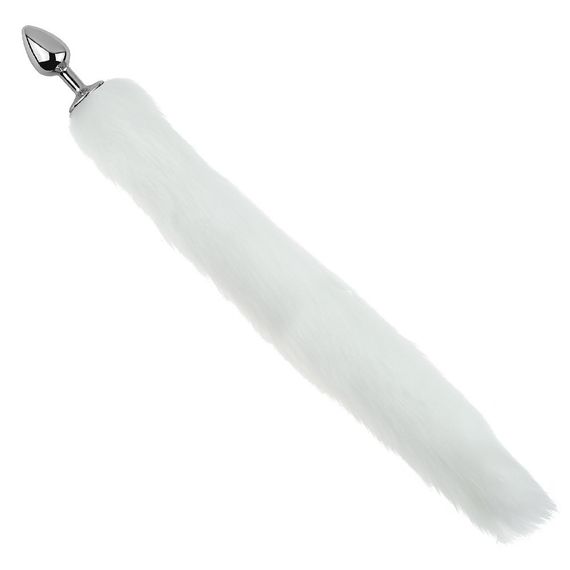 Анальна пробка з хвостом EGZO - Fox Tail Silver Plug White, size S Sex Aura | Зображення 1