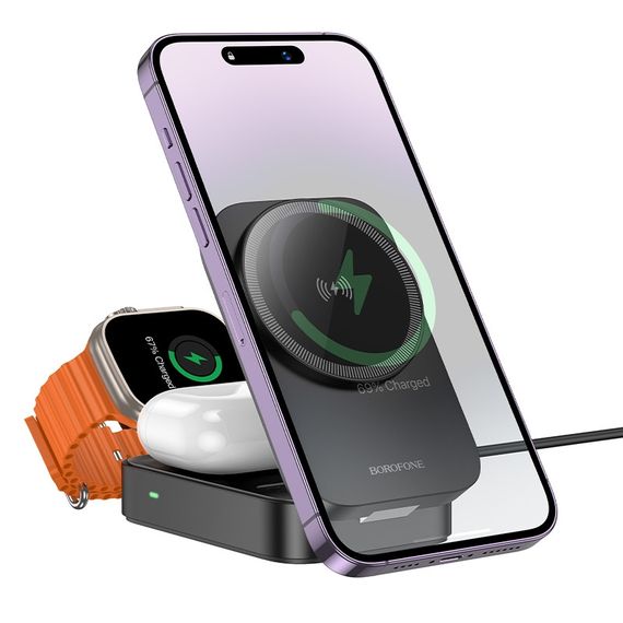 Бездротовий зарядний пристрій Borofone BQ38 3-in-1 For iWatch | Зображення 2