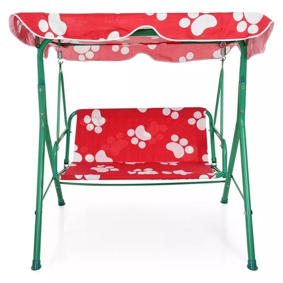 Качели садовые M 4019-1 металл, крыша, красно-белый