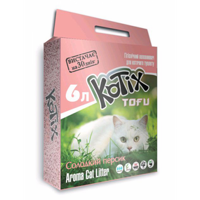Наполнитель для кошачих туалетов KOTIX TOFU Сладкий персик 6L