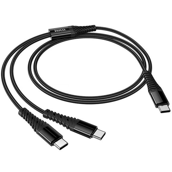 Дата кабель Hoco X123 Victory 2in1 Type-C to Type-C/Type-C 3A (1m) Black | Зображення 5