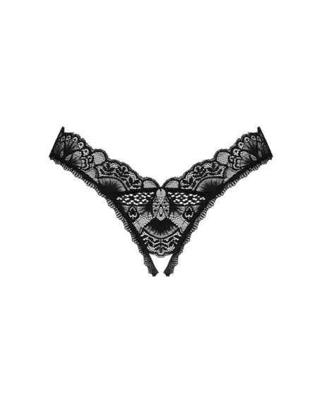 Кружевные стринги Obsessive Donna Dream crotchless thong XL/2XL Black, открытый доступ sexstyle | Зображення 2