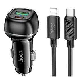 Автозарядний пристрій Hoco Z58A 1USB-A QC18W/1USB-C PD30W Total 48 W + Type-C to Lightning