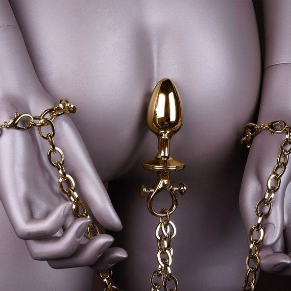 Набір UPKO анальна пробка і ланцюжок з наручниками, колір золото sexstyle | Зображення 4