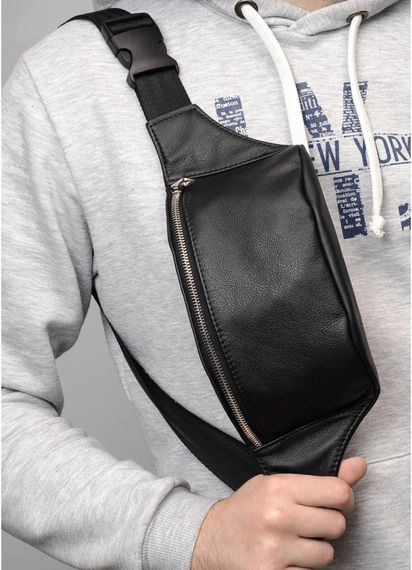 Поясна сумка бананка шкіряна Sambag Tirso PSS чорний 30.5 х 14 см (81113001) | Зображення 1