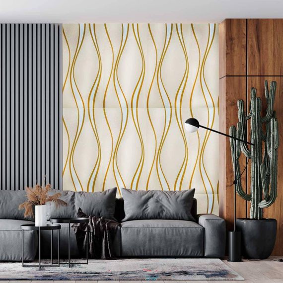 Самоклеюча 3D панель золоті хвилі 700x700x5мм (194) SW-00000766 | Зображення 1