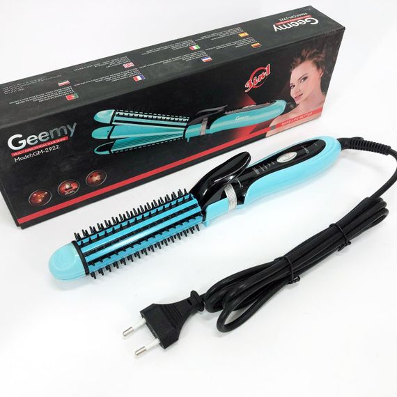 Плойка-праска 3в1 Geemy GM-2922 Плойка для створення об'ємних зачісок, Стайлер для завивки. Колір: блакитний | Зображення 4