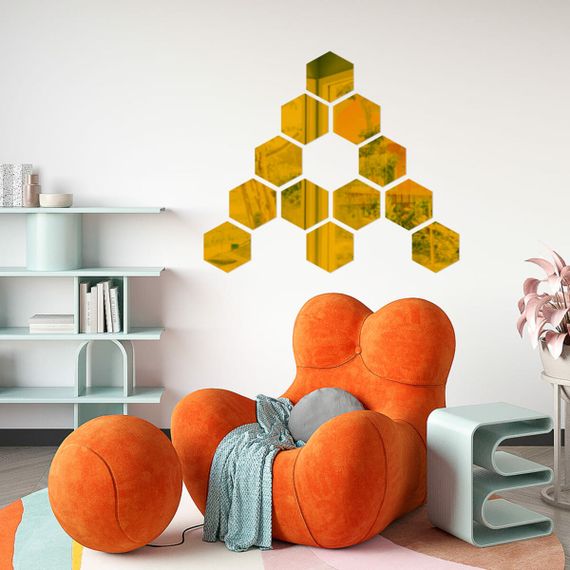 Дзеркальний декор акриловий самоклеючий 125*105мм золото,12шт (D) SW-00002517 | Зображення 4