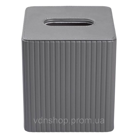 Серветниця з еко шкіри настільна 13х13х14.5 см органайзер для серветок Сірий HP-3-201G | Зображення 1