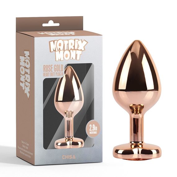 Анальная пробка золотая CHISA MATRIX MONT с золотым камнем в форме сердца, размер M Sex Aura