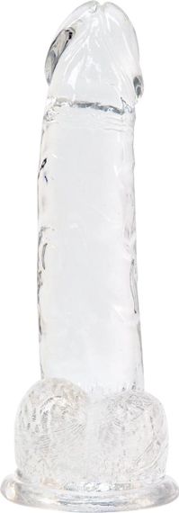 Прозрачный фаллоимитатор на присоске ADDICTION — Clear Dildo with Balls 8″, вибропуля в подарок Sex Aura | Зображення 2