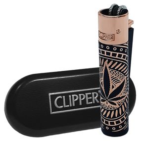 Газова запальничка подарункова Clipper Metal Leaves Premium Rose Gold