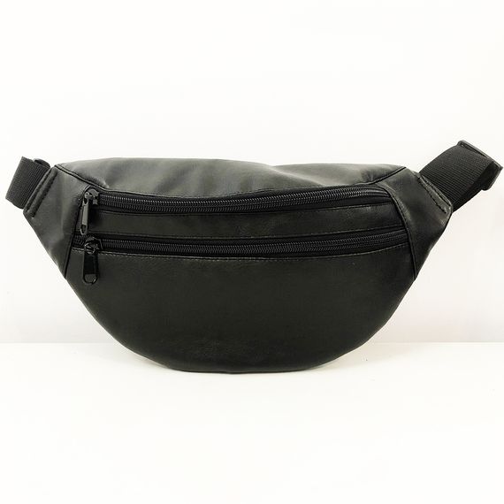 Сумка на пояс з еко-шкіри. Сумка через плече. Бананка чоловіча, жіноча. Колір чорний | Зображення 1