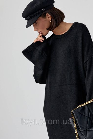 В'язане плаття oversize завдовжки максі колір чорний розмір S FL_000894 | Зображення 8