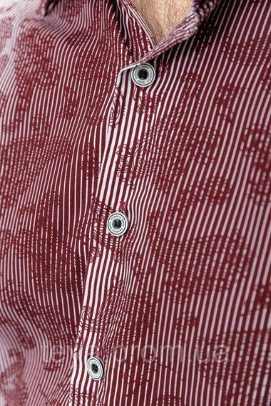 Сорочка чоловіча в смужку, колір біло-бордовий, розмір XXL FA_003843 | Зображення 4