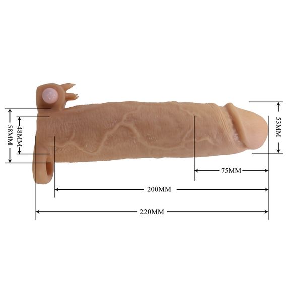 Насадка на пеніс з вібро PRETTY LOVE- Xerxes – Penis Sleeve with Vibrating Ring, Flesh Color, 22 cm Sex Aura | Зображення 5