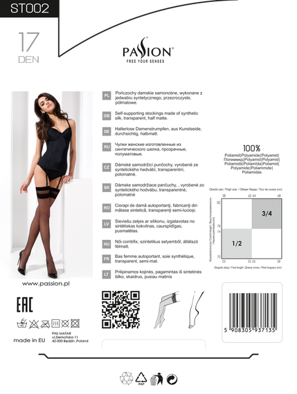 Класичні панчохи під пояс із подвійною гумкою Passion ST002 1/2 nero sexstyle | Зображення 4