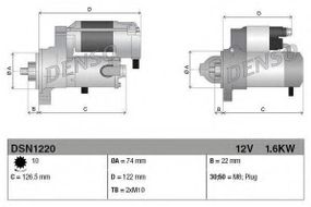 Стартер TOYOTA LAND CRUISER PRADO (J120) (02-10) (вир-во Denso) DENSO DSN1220 на TOYOTA LAND CRUISER PRADO (LJ12_, KDJ12_, KZJ12_, GRJ12_, TRJ12_)