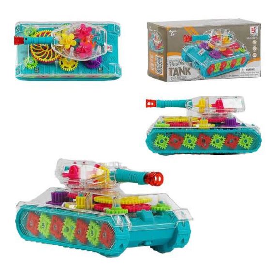 Іграшка Танк Шестерні з прозорим корпусом Блакитний