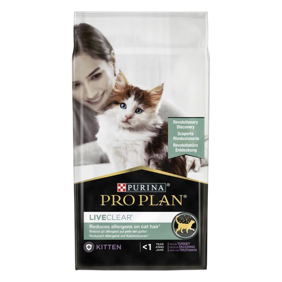 Сухой корм Purina Pro Plan LiveClear® Kitten для котят, уменьшения аллергенов на шерсти, с индейкой 2*1,4кг
