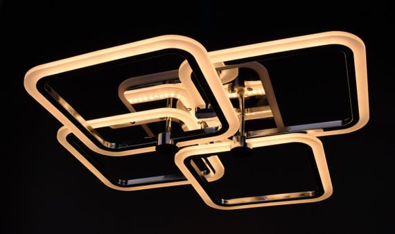 Люстра світлодіодна стельова LED світильник для квартири на стелю лед з пультом 26096 Хром 10х56х65 см. | Зображення 2