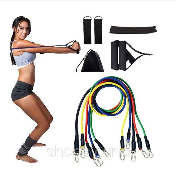 Еспандер гума для зарядок exercise pipe, еспандер гумовий джгут вправи, Фітнес гумки 5 в 1 | Зображення 1